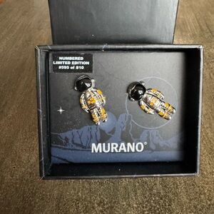 Murano Dillards Silver, Yellow, Black Astronaut Cufflinks BNWT #595 of 810